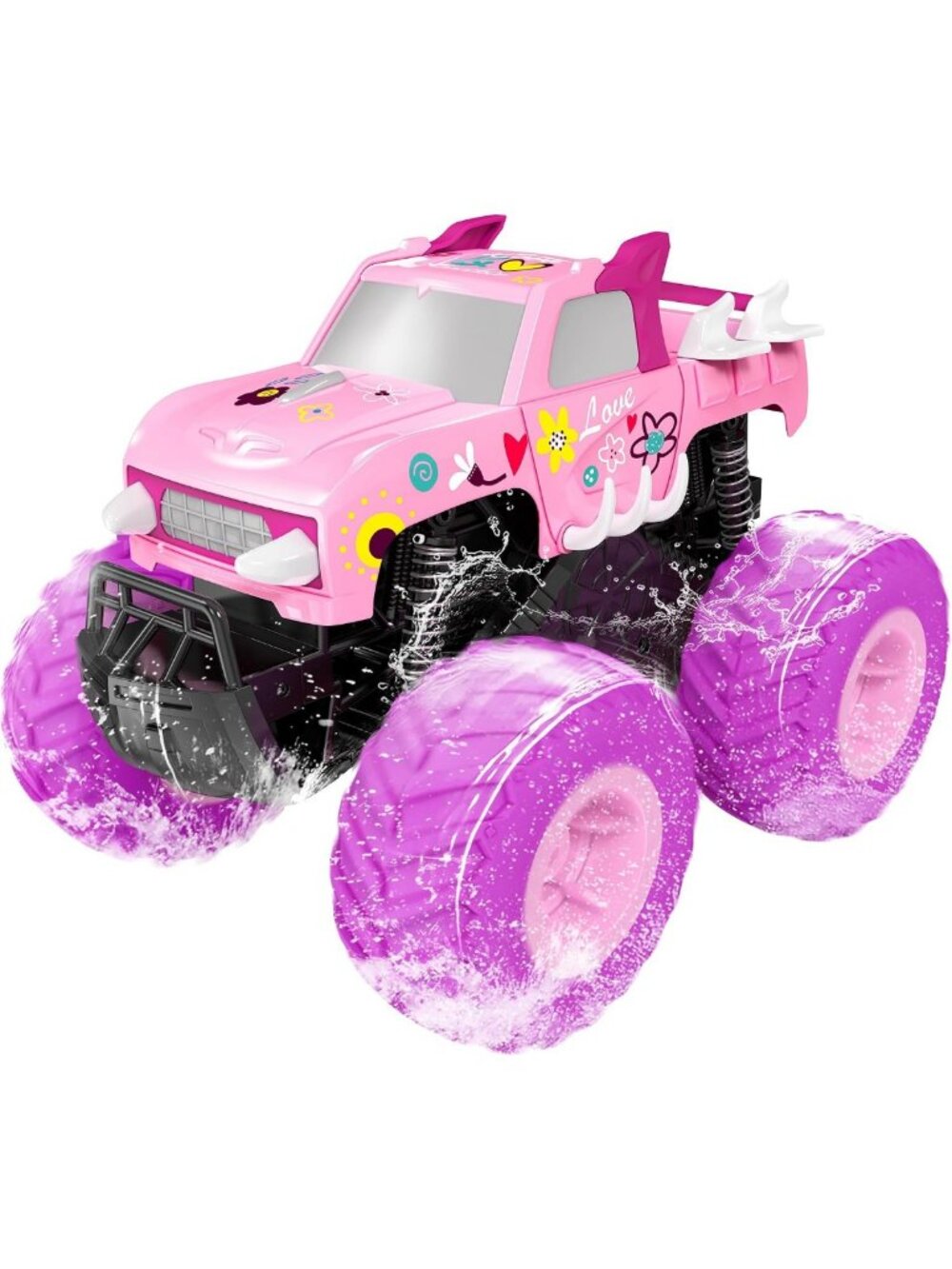 Pink Remote Control Amphibious Monster Truck 1:16 - Fun for Girls & Kids